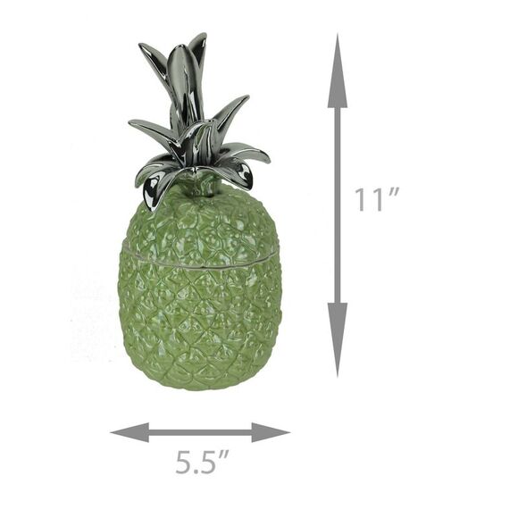 Green Ceramic Tropical Pineapple Decorative Jar - Picture 4 of 7